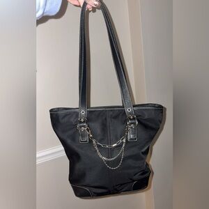 💎VINTAGE COACH Black Nylon Leather Trim Tote Bag 2003💎